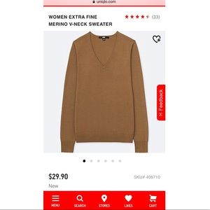 Uniqlo V-Neck Sweater in Camel